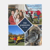 Modern 4 Photo Collage Family Keepsake Custom フリースブランケット (正面)