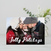 Modern 4-Photo Collage Holiday Card 箔シーズンカード (立ち正面)