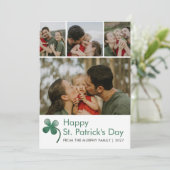 Modern 4 Photo Collage St Patricks Day Family シーズンカード (スタンド正面)