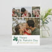 Modern 4 Photo Collage St Patricks Day Family シーズンカード (スタンド正面)