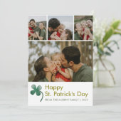 Modern 4 Photo Collage St Patricks Day Family シーズンカード (スタンド正面)