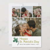 Modern 4 Photo Collage St Patricks Day Family シーズンカード (正面)