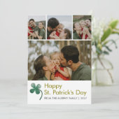 Modern 4 Photo Collage St Patricks Day Family シーズンカード (スタンド正面)