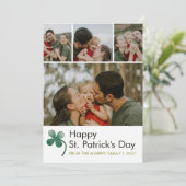 Modern 4 Photo Collage St Patricks Day Family シーズンカード (スタンド正面)