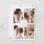 Modern 4 Photo Collage Wedding  サンキューカード (正面)