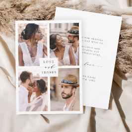 Modern 4 Photo Collage Wedding サンキューカード