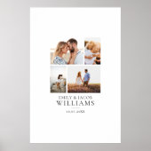 Modern 4 Photo Collage Wedding Guest Signature ポスター (正面)
