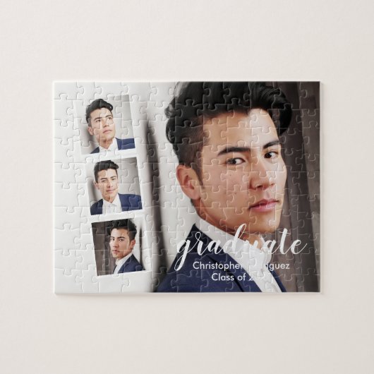 Modern 4 Photo Graduation ジグソーパズル (横)