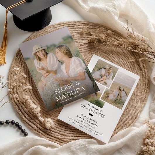 Modern 4 Photo Joint Graduation Party 招待状