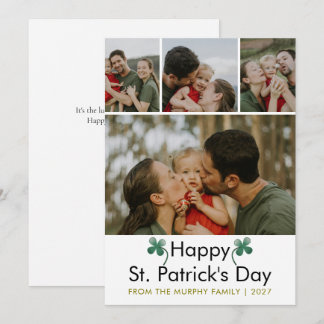 Modern 4 Photo St. Patricks Day Family  シーズンカード