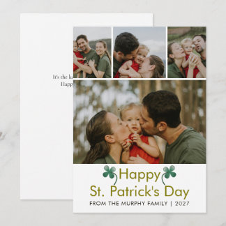 Modern 4 Photo St. Patricks Day Family  シーズンカード