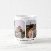 Modern 4-Photo Wedding Couple Names コーヒーマグカップ (中央)