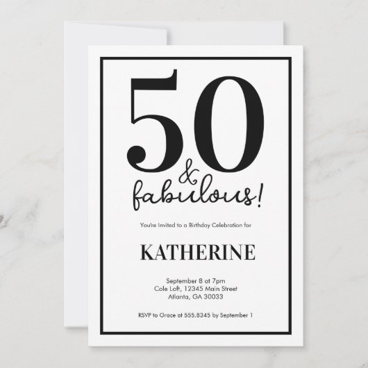 Modern 50 and Fabulous 50th Birthday  招待状 (正面)