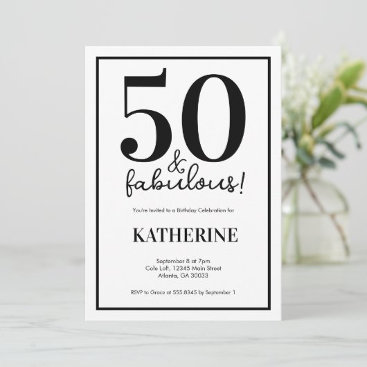 Modern 50 and Fabulous 50th Birthday 招待状 (スタンド正面)