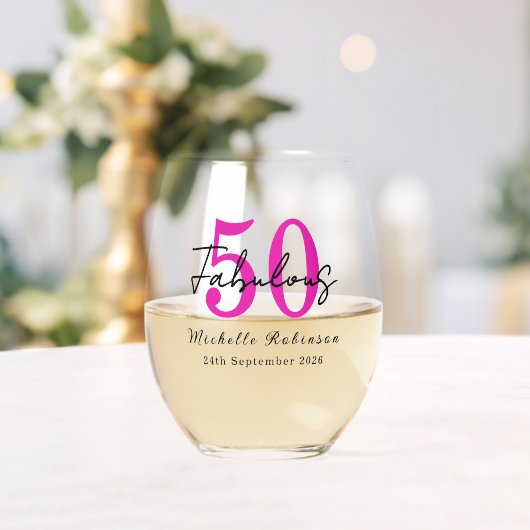  Modern 50 and Fabulous 50th Birthday Party ステムなしワイングラス (インサイチュ (ウェディング))