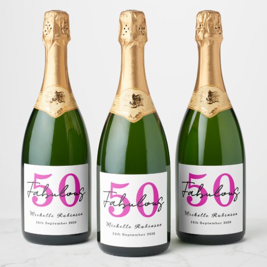 Modern 50 and Fabulous 50th Birthday Party スパークリングワインラベル (ボトル)