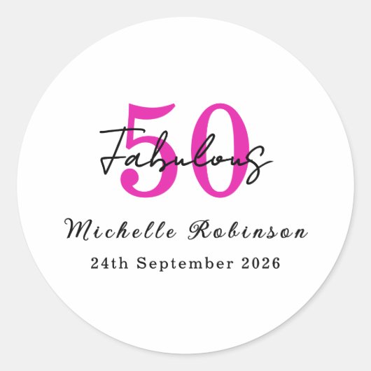 Modern 50 and Fabulous 50th Birthday Party ラウンドシール (正面)