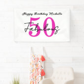 Modern 50 and Fabulous 50th Birthday Party 横断幕 (インサイチュ)