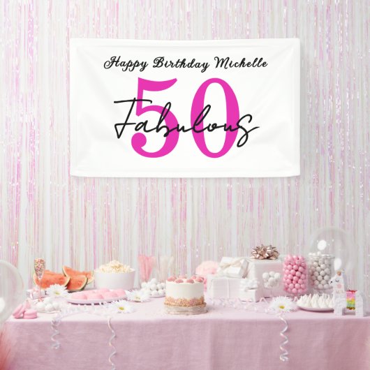 Modern 50 and Fabulous 50th Birthday Party 横断幕 (パーティー)