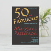 Modern 50 and Fabulous Black 50th Birthday Party 招待状 (スタンド正面)