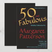 Modern 50 and Fabulous Black 50th Birthday Party 招待状 (正面/裏面)