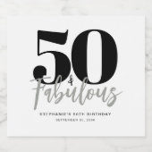 Modern 50 and Fabulous Bold 50th Birthday Party スパークリングワインラベル (シングルラベル)