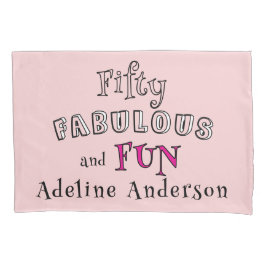 Modern 50 And Fabulous Pink 50th Birthday Gift 枕カバー