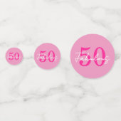 Modern 50 and Fabulous Pink 50th Birthday Party コンフェッティ (裏面)