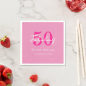 Modern 50 and Fabulous Pink 50th Birthday Party スタンダードカクテルナプキン (インサイチュ)