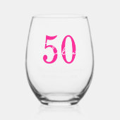 Modern 50 and Fabulous Pink 50th Birthday Party ステムなしワイングラス (正面)
