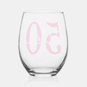 Modern 50 and Fabulous Pink 50th Birthday Party ステムなしワイングラス (裏面)