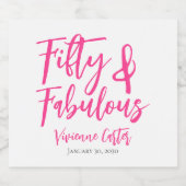 Modern 50 and Fabulous Pink 50th Birthday Party スパークリングワインラベル (シングルラベル)