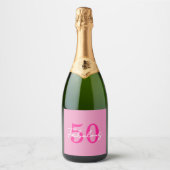 Modern 50 and Fabulous Pink 50th Birthday Party スパークリングワインラベル (正面)