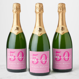 Modern 50 and Fabulous Pink 50th Birthday Party スパークリングワインラベル