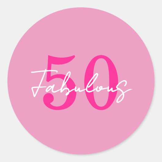 Modern 50 and Fabulous Pink 50th Birthday Party ラウンドシール (正面)