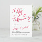 Modern 50 and Fabulous Pink 50th Birthday Party 招待状 (スタンド正面)