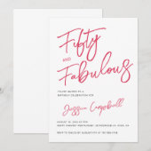 Modern 50 and Fabulous Pink 50th Birthday Party 招待状 (正面/裏面)