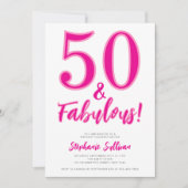 Modern 50 and Fabulous Pink 50th Birthday Party 招待状 (正面)