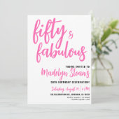 Modern 50 and Fabulous Pink 50th Birthday Party 招待状 (スタンド正面)