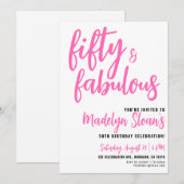 Modern 50 and Fabulous Pink 50th Birthday Party 招待状 (正面/裏面)