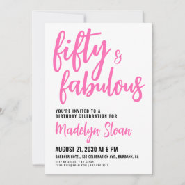 Modern 50 and Fabulous Pink 50th Birthday Party 招待状