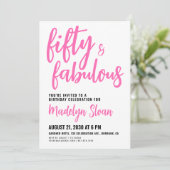 Modern 50 and Fabulous Pink 50th Birthday Party 招待状 (スタンド正面)