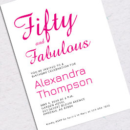 Modern 50 and Fabulous Pink 50th Birthday Party 招待状