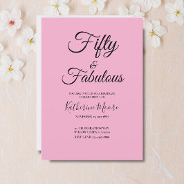 Modern 50 and Fabulous Pink 50th Birthday Party 招待状