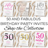 Modern 50 and Fabulous Pink 50th Birthday Party 招待状