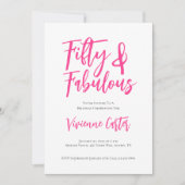 Modern 50 and Fabulous Pink 50th Birthday Party 招待状 (正面)