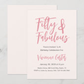 Modern 50 and Fabulous Pink 50th Birthday Party 招待状 (正面/裏面)