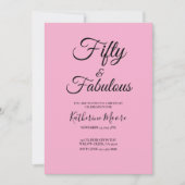 Modern 50 and Fabulous Pink 50th Birthday Party 招待状 (正面)