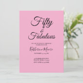 Modern 50 and Fabulous Pink 50th Birthday Party 招待状 (スタンド正面)
