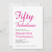 Modern 50 and Fabulous Pink 50th Birthday Party 招待状 (正面)